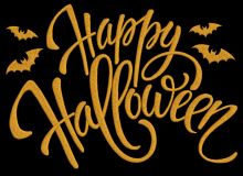 Happy Halloween gold inscription embroidery design
