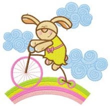 Bunny cycling embroidery design