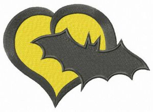 Batman's heart embroidery design