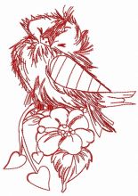 Ruffled sparrow one color embroidery design