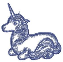 Unicorn resting embroidery design