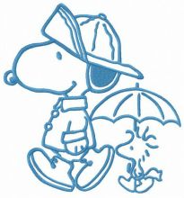 Snoopy and Woodstock like rainy weather embroidery design