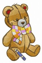 Teddy bear and crayon embroidery design