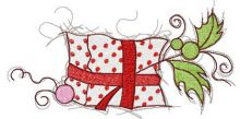Gift in polka dot wrapping paper embroidery design