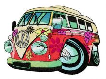 Hippie camper embroidery design