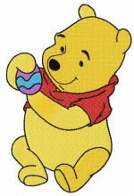 Winnie Pooh with Easter egg embroidery design