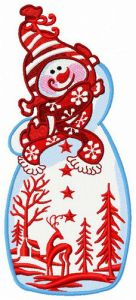 Fancy snowman embroidery design