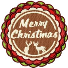 Merry Christmas round label embroidery design