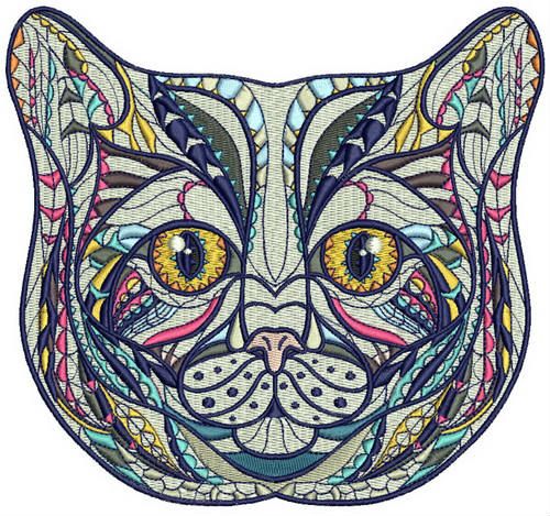 Mosaic cat machine embroidery design