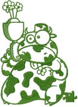 Manimals Cow millitary style embroidery design