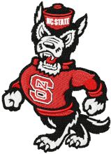 Walking angry wolf with NC State sweater embroidery design