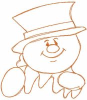Cheerful snowman in top hat one color free embroidery design