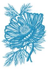 Blue peony embroidery design