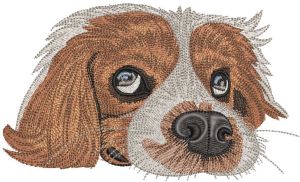 Sad dog is waiting for the owner embroidery design