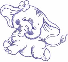 Dancing elephant one colored embroidery design