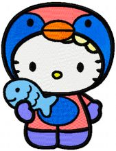 Hello Kitty Winter Fishing embroidery design