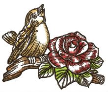 Singing sparrow embroidery design