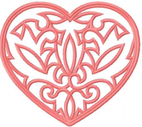 Heart lace free embroidery design