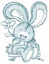 Bunny swinging on teeter 6 embroidery design