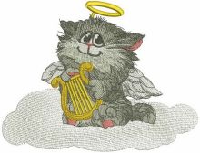 Angelic cat embroidery design
