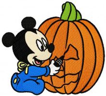 Baby Mickey with pumpkin embroidery design