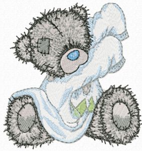 Teddy Bear getting ready for bed embroidery design