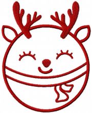 Deer christmas ball one colored embroidery design