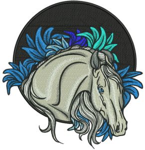 Horse at night embroidery design