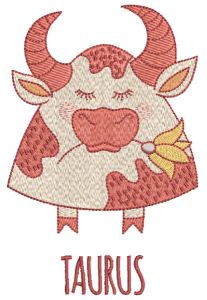 Taurus Zodiac sign embroidery design