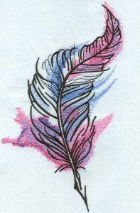 Feather mixed colors embroidery design