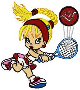 Betty tennis player embroidery design