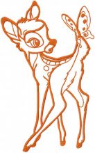 Bambi with butterfly one colored embroidery design