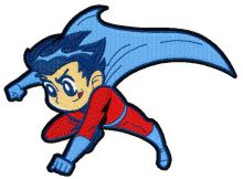 Superboy flying embroidery design