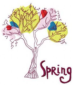 Spring tree embroidery design