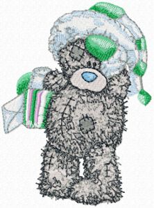 Teddy Bear winter mail embroidery design