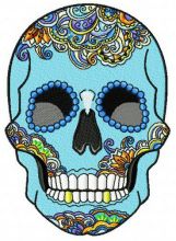 Rainbow skull embroidery design