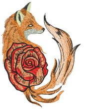 Foxy rose embroidery design