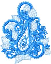 Blue Flower Lace  embroidery design