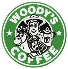 Woody's coffee embroidery design