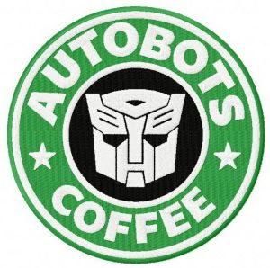 Autobots coffee embroidery design