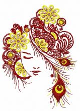 Firebird girl embroidery design