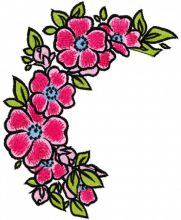 Pink flowers wreath embroidery design