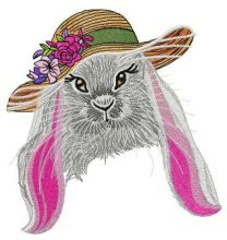 Bunny in straw hat embroidery design