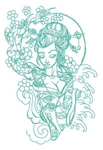 Shy geisha 2 embroidery design