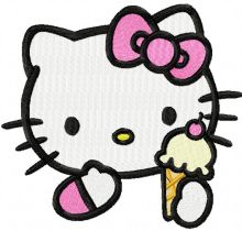 Hello Kitty like ice cream embroidery design