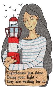 Lighthouses just shine embroidery design