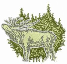 Deer in forest embroidery design