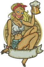 Beer girl 3 embroidery design