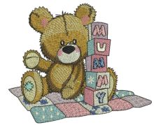 Baby teddy bear embroidery design