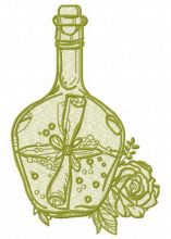 Bottle and flowers 3 embroidery design